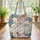 Three Sheep Stars Floral Wreath - Wave Nursery Decor Gift Quilted Tote Bag - 3