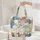 Three Sheep Stars Floral Wreath - Wave Nursery Decor Gift Quilted Tote Bag - 5