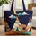 Three Tipi Structures Clouds Crescent Sun Night Sky Name Sign - Home Decor Gift Quilted Tote Bag - 1