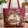 Elegant Deer Wildflowers Floral Wreath Personalized Your Name Nature Lover Gift Quilted Tote Bag - 1