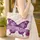 Elegant Butterfly Botanical Floral Leaves Name Ribbon Deep Purple - Everyday Gift Quilted Tote Bag - 4