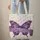 Elegant Butterfly Botanical Floral Leaves Name Ribbon Deep Purple - Everyday Gift Quilted Tote Bag - 6