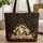 Majestic Horse Head Flowing Mane Floral Wreath Dark Swirling Organic Lines - Horse Lover Gift Quilted Tote Bag - 1