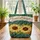 Sunflower Stars Arched Banner - Boho Lifestyle for Flower Lover Quilted Tote Bag - 3
