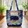 Fluffy Black Cat Vintage Books Hydrangeas - Cat Lover Home Decor Gift Quilted Tote Bag - 3