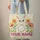 Bunny Folk Art Flowers Floral Wreath "Your Name" - Everyday Tote Gift Quilted Tote Bag - 6