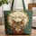 Cat Blue Eyes Floral Wreath Leaf Garland Botanical Vines Your Name - Home Decor Cat Lover Gift Quilted Tote Bag - 1