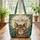 Cat Blue Eyes Floral Wreath Leaf Garland Botanical Vines Your Name - Home Decor Cat Lover Gift Quilted Tote Bag - 3