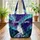 White Owl Pine Trees Aurora Borealis Night Sky - Fantasy Fan Gift Quilted Tote Bag - 3