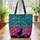 Black Cat Wildflower Floral Wreath Starry Night - Cat Lover Everyday Gift Quilted Tote Bag - 3
