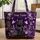 Personalized Black Cat Purple Butterflies Lavender Daisy Floral - Everyday Cat Lover Gift Quilted Tote Bag - 1