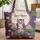 Owl Lotus Lily Pad Personalized Name Floral Wreath - Wildlife Lover Gift Quilted Tote Bag - 1