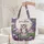 Owl Lotus Lily Pad Personalized Name Floral Wreath - Wildlife Lover Gift Quilted Tote Bag - 5