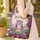 Owl Lotus Lily Pad Personalized Name Floral Wreath - Wildlife Lover Gift Quilted Tote Bag - 4