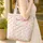 Scattered Roses Leaves Bows Bunnies Nuzzling Floral Wreath - Wildlife Lover Gift Quilted Tote Bag - 4