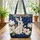 Bunny Magnolia Blossoms Bud Intertwining Vines Leaf Wreath - Nature Lover Gift Quilted Tote Bag - 3