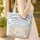Bunnies Nuzzling Arched Name Banner Greek Motifs Clouds - Wildlife Lover Gift Quilted Tote Bag - 4