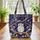 White Owl Starry Night Personalized Name - Wildlife Lover Gift Quilted Tote Bag - 3