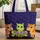 Cartoon Horses Wooden Name Sign Swirling Lines - Horse Lover Everyday Carry Gift Quilted Tote Bag - 1