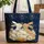 Nuzzling Bunnies Daisies Floral Wreath Stars - Everyday Use Home Decor Gift for Her Quilted Tote Bag - 1