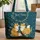 Nuzzling Foxes Fireflies Pine Needles Wreath - Wildlife Lover Home Decor Gift Quilted Tote Bag - 1