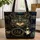 Cosmic Cat Golden Stars Galaxy - Cat Lover Gift Quilted Tote Bag - 1