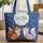 Two Nuzzling Foxes 'Your Name' Botanical Floral - Wildlife Lover Everyday Tote Quilted Tote Bag - 1