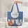 Two Nuzzling Foxes 'Your Name' Botanical Floral - Wildlife Lover Everyday Tote Quilted Tote Bag - 5