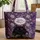 Fluffy Black Cat Purple Flowers Butterflies Your Name Medallion - Cat Lover Gift Quilted Tote Bag - 1