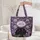 Fluffy Black Cat Purple Flowers Butterflies Your Name Medallion - Cat Lover Gift Quilted Tote Bag - 5
