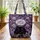 Fluffy Black Cat Purple Flowers Butterflies Your Name Medallion - Cat Lover Gift Quilted Tote Bag - 3
