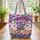 Bunnies Wildflowers Butterflies Floral Garland - Wildlife Lover Gift for Kids Quilted Tote Bag - 3