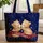 Bear Cubs Nuzzling White Stars Red Ribbon - Patriotic Wildlife Lover Everyday Tote Quilted Tote Bag - 1