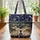 Bunnies Nuzzling Daisies Marigolds Chalkboard Panel - Everyday Nature Lover Gift Quilted Tote Bag - 3