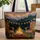 Personalized Campfire Adirondack Chairs Glowing Fairy Lights - Custom Name Gift Quilted Tote Bag - 1