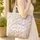 Bunnies Nuzzling Wildflowers Floral Wreath Personalized Name - Nature Lover Gift for Her Quilted Tote Bag - 4