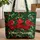 Red Cardinals Holly Berries Snow Poinsettia Wreath - Christmas Holiday Gift Quilted Tote Bag - 1