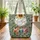 Sunflower Autumn Leaves Floral Wreath - Personalized Nature Lover Gift Quilted Tote Bag - 3