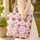 Bunny Fuchsia Roses Small Flowers Floral Wreath Personalized Keepsake Gift for Kids Quilted Tote Bag - 4