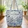 Two Bunnies Floral Wreath Blue Teal Flowers Leaves - Everyday Tote Nature Lover Gift Quilted Tote Bag - 3