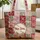 Nuzzling Bunnies Floral Wreath Patchwork Florals Vertical Stripes - Everyday Animal Fan Gift Quilted Tote Bag - 1