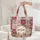 Nuzzling Bunnies Floral Wreath Patchwork Florals Vertical Stripes - Everyday Animal Fan Gift Quilted Tote Bag - 5