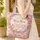 Fuchsia Pink Olive Green Floral Bunnies Personalized Name Wreath - Everyday Carry Gift for Her Quilted Tote Bag - 4