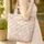 Folk Art Wild Roses Botanical Leaves Adorable Bunny Wildflowers Wreath - Everyday Tote Quilted Tote Bag - 4