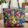 Cat Face Interwoven Spirals Fluid Color Blocks - Cat Lover Everyday Lifestyle Gift Quilted Tote Bag - 1