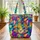 Cat Face Interwoven Spirals Fluid Color Blocks - Cat Lover Everyday Lifestyle Gift Quilted Tote Bag - 3