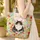 Fluffy Black and White Cat Wildflower Garden Floral Wreath Your Name - Cat Lover Gift Quilted Tote Bag - 4