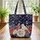 Personalized Nuzzling Cardinal Finch Birds Roses Maple Leaves - Home Decor Gift Quilted Tote Bag - 3