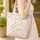 Bunnies Nuzzling Cream Flowers Cherry Blossoms Sage Leaves Floral Wreath - Thoughtful Gift Quilted Tote Bag - 4
