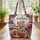 Brown Bear Cub Patriotic Floral American Flag - Independence Day Home Decor Gift Quilted Tote Bag - 3